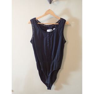 Together BodySuit Vintage Black Size 14 Leotard Minimalist Dark Academia